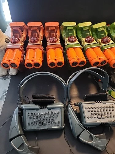 s-l500 (12) Lot 7 x Lazer Tag Team Ops Laser Guns + 4 Headsets, Tiger Electronic Eye link co - Image 1