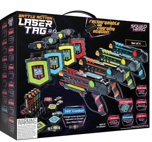 s-l500 (16) Squad Hero Rechargeable Laser Tag 360° Sensors + LCDs -Set of 4 -New in Open Box - Image 1