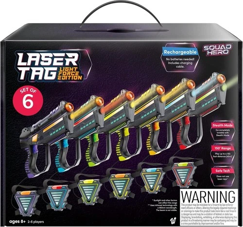 s-l500 (20) Squad Hero Laser Tag Light Force Set of 6 Rechargeable Guns & Vests- OB - Image 1