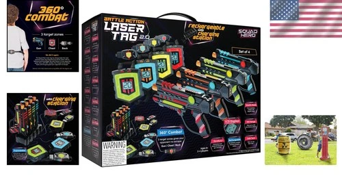 s-l500 (28) Rechargeable Laser Tag Set of 4 with LCDs 360° Sensors Kids Adults Family Game - Image 1