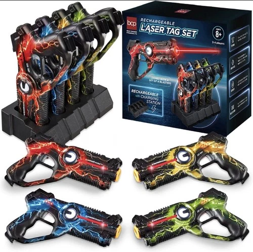 s-l500 (60) Set of 4 Laser Tag Blasters, Rechargeable Infrared Lazer Tag Set & Docking Stati - Image 1